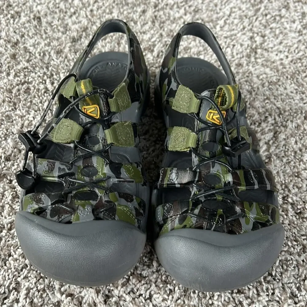 Keen Kids Sunport Strappy Sandals in Green Gray Camo